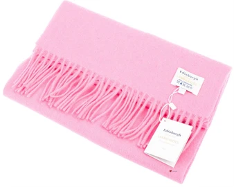 Unisex Lambswool Scarf In Pink Tartan Design 30cm Wide