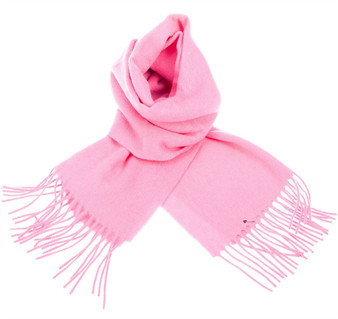 Unisex Lambswool Scarf In Pink Tartan Design 30cm Wide