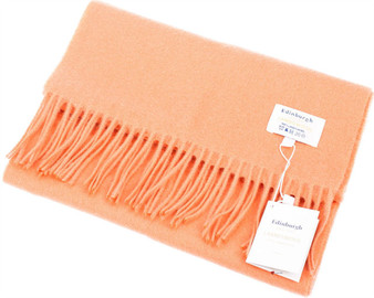 Unisex Lambswool Scarf In Orange Tartan Design 30cm Wide