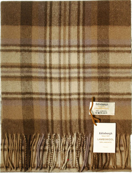 Scarf 100% Lambswool Edinburgh Brand 1436 in Stewart Brown and Purple Tartan