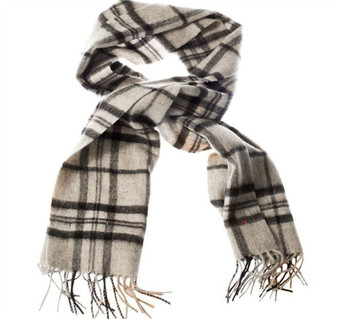 Unisex Lambswool Scarf In Thomson Monochrome Tartan Design 30cm Wide