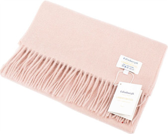 Unisex Lambswool Scarf In Salmon Tartan Design 30cm Wide