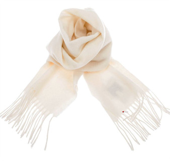 Unisex Lambswool Scarf In White Tartan Design 30cm Wide