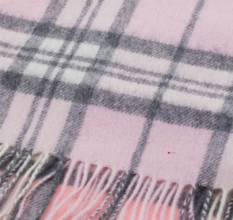 Unisex Lambswool Scarf In Thomson Pale Pink Tartan Design 30cm Wide