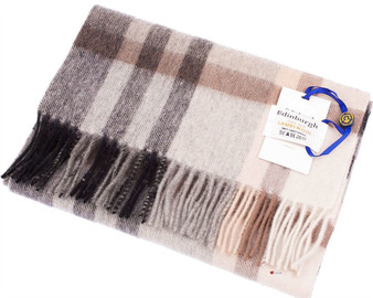 Unisex Lambswool Scarf In Monochrome Tartan Design 30cm Wide