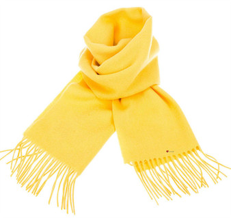 Unisex Lambswool Scarf In Yellow Tartan Design 30cm Wide