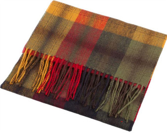 Unisex Lambswool Scarf In Graded Block Check Design 30cm Wide