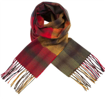 Unisex Lambswool Scarf In Graded Block Check Design 30cm Wide