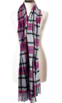 Cashmere Stole In Aston-Opal-Coulis Check Design 71cm Wide