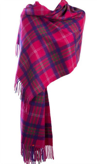Cashmere Stole In Taransay-Pink Tartan Design 71cm Wide