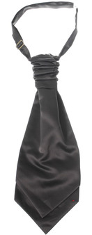 Gents Traditional Scottish Ruche Cravat Satin Tie Wedding Groom Dark Grey