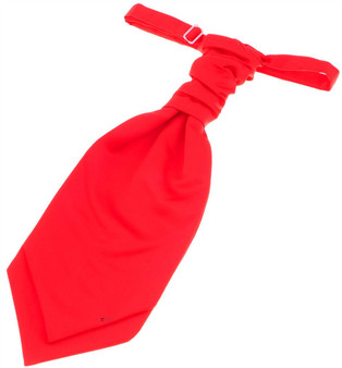 Gents Traditional Scottish Ruche Cravat Satin Tie Wedding Groom Scarlet