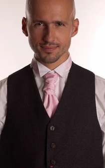 Gents Traditional Scottish Ruche Cravat Satin Tie Wedding Groom Ivory