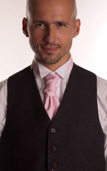 Gents Traditional Scottish Ruche Cravat Satin Tie Wedding Groom Purple