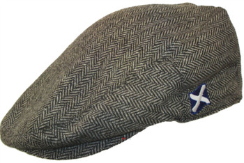 Scottish Cap Tweed Cap Co Saltire Logo Flat Cap Grey Herringbone Design Flat Cap Scottish Cap Tweed Cap Co Saltire Logo Flat Cap Grey Herringbone Design Flat Cap