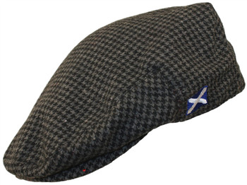 Scottish Cap Tweed Cap Co Saltire Logo Flat Cap Grey Houndstooth Design Flat Cap Scottish Cap Tweed Cap Co Saltire Logo Flat Cap Grey Houndstooth Design Flat Cap