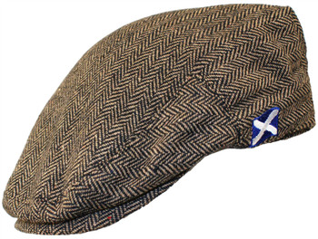 Scottish Cap Tweed Cap Co Saltire Logo Flat Cap Brown Herringbone Flat Cap Scottish Cap Tweed Cap Co Saltire Logo Flat Cap Brown Herringbone Flat Cap
