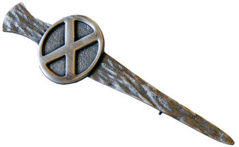Kilt Pin Antique Silver Staghorn Texture Oval Saltire 90mm Kilt Pin Antique Silver Staghorn Texture Oval Saltire 90mm