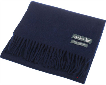 Lyle & Scott Unisex Cashmere Scarf In Navy Tartan Design 25.5 cm Wide Lyle & Scott Unisex Cashmere Scarf In Navy Tartan Design 25.5 cm Wide