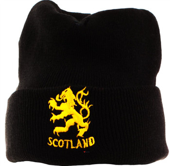 Gold Lion Scotland Beanie Hat Black Unisex Gold Lion Scotland Beanie Hat Black Unisex