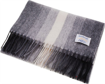 Unisex Lambswool Scarf In Graded Monochrome Tartan Design 30cm Wide Unisex Lambswool Scarf In Graded Monochrome Tartan Design 30cm Wide