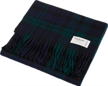 Unisex Lambswool Scarf in Black Watch Double Scale Tartan Design 30cm Wide Unisex Lambswool Scarf in Black Watch Double Scale Tartan Design 30cm Wide