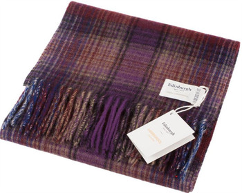 Unisex Lambswool Scarf In Graded Check Trench Wineberry Design 30cm Wide Unisex Lambswool Scarf In Graded Check Trench Wineberry Design 30cm Wide