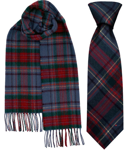Mens Tie & Scarf Gift Set Irish County Louth Tartan Plaid