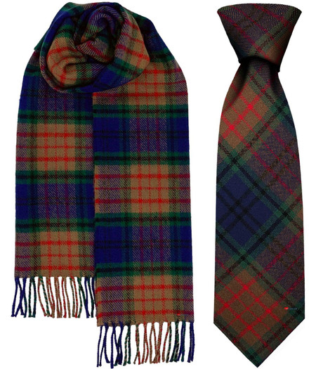 Mens Tie & Scarf Gift Set Irish County Longford Tartan Plaid