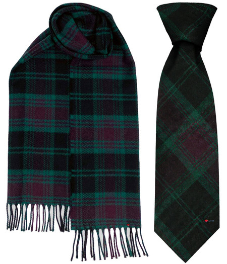Mens Tie & Scarf Gift Set Irish County Carlow Tartan Plaid