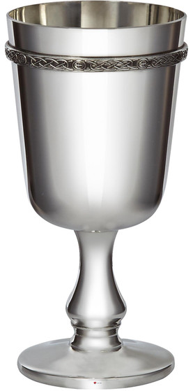 Large Pewter Goblet with Scottish Celtic Banding Ideal for Engraving