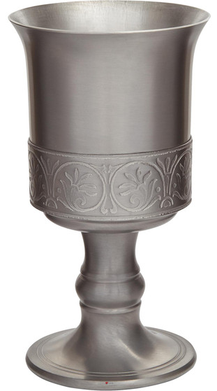 Pewter Medieval Stem Goblet with Motif Band and Feature Touchmark