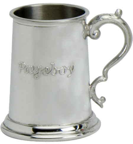 Mens Pewter Tankard with Page Boy Embossed Design 1/2 Pint Great Gift