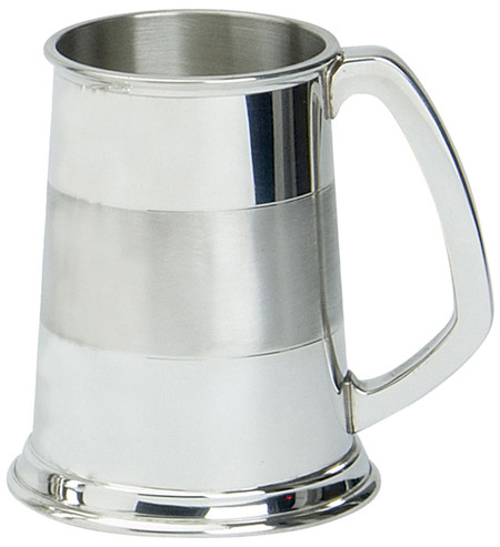 Pewter Tankard Handmade Satin Band Traditional Shape Engravable Great Gift