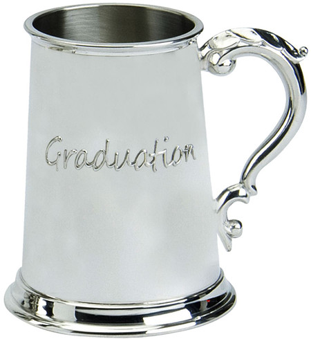 Graduation Gift Embossed 1pt Pewter Tankard "Graduation" Ornate Engravable Great Gift