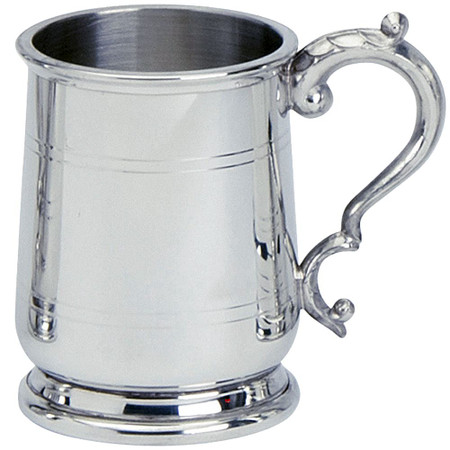 Pewter Tankard Handmade Tulip Cavalier Polished Finish Ornate Handle Half Pint Great Gift
