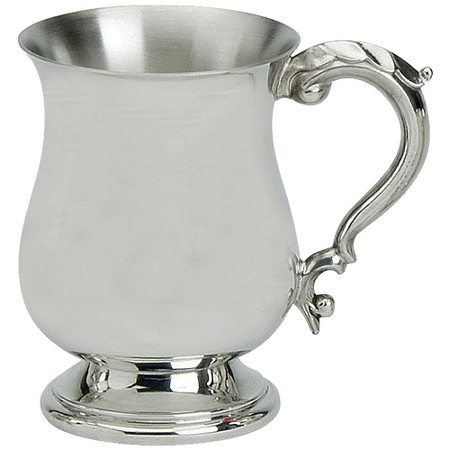 Pewter Tankard Two Pint Handmade Georgian Shape Polished Finish Ornate Handle Great Gift