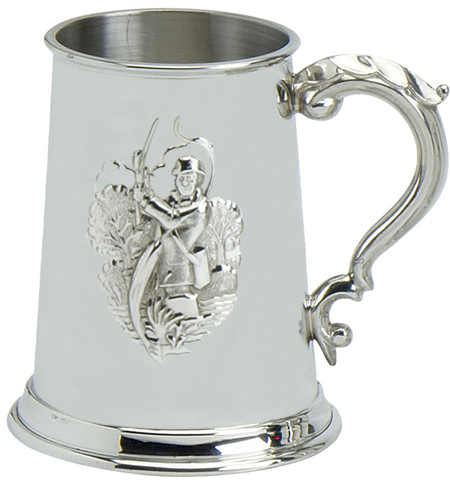 Pewter Tankard Handmade Fishing Gift Angler Ornate Handle Great Gift