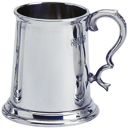 1/2 pt Tankard Pewter Scottish Shape Plain Wide Base Engravable Polished Finish Great Gift
