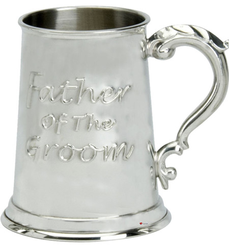 Mens Pewter Tankard with Father of the Groom Embossed Design 1 Pint Great Gift