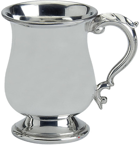 1 Pint Pewter Tankard Scottish Broad Rimmed Shape Ornate Handle Great Gift
