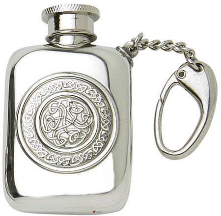 Hip Flask Keyring Circular Celtic Design Screw Top 1.5oz Personal Gift