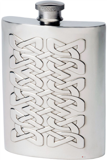6oz Pewter Hip Flask with Embossed Celtic Viking Design Ideal Gift