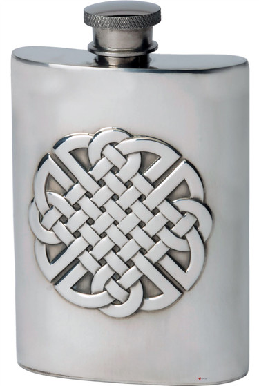 4oz Pewter Hip Flask With Embossed Celtic Knot Design Kidney Flask Great Gift