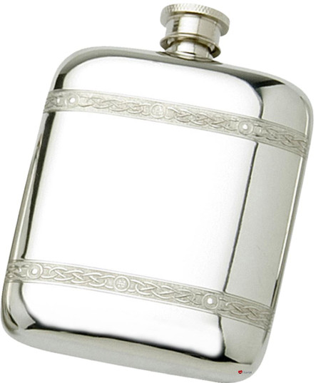Hip Flask With Celtic Bands Liquor Flask 4oz Engravable Ideal Personal Gift