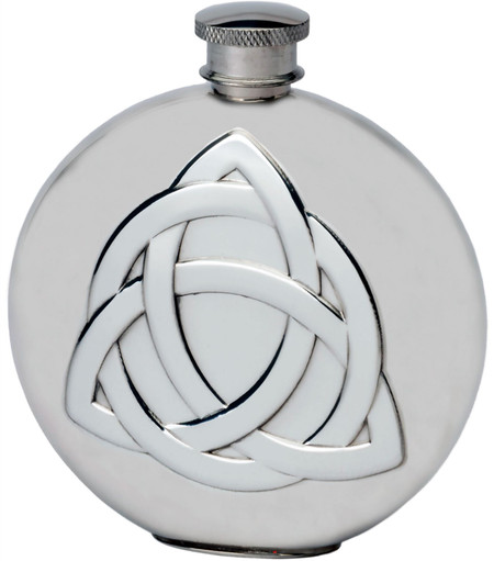 6oz Pewter Hip Flask Embossed Celtic Triangle Design Great Gift for Personalisation