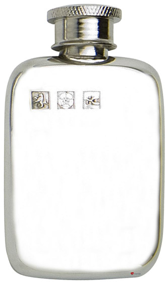 Small Pewter Hip Flask Plain Design With Touch Mark Screw Top 1.5oz Great Personal Gift