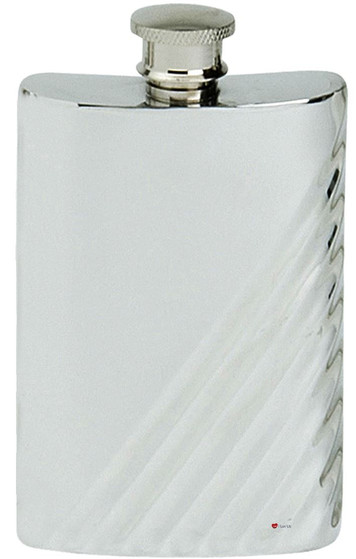Diagonal Fluting Hip Flask 4oz Kidney Shape Pewter Engravable Ideal Gift