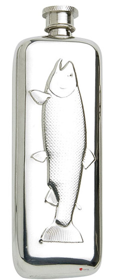 Engravable Boot Nip Flask, 3oz Fish Pewter Nip Flask Screw Top Personal Gift