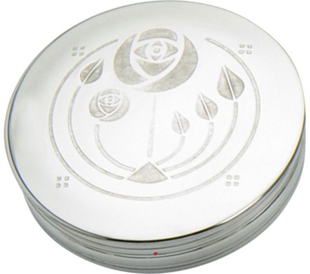 Trinket Box Pewter Large Glasgow Rose Bouquet Embossed on Lid 90mm